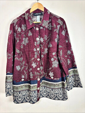 VTG Sage Harbor Tapestry Jacket Woven Floral 90s Boho Phoebe